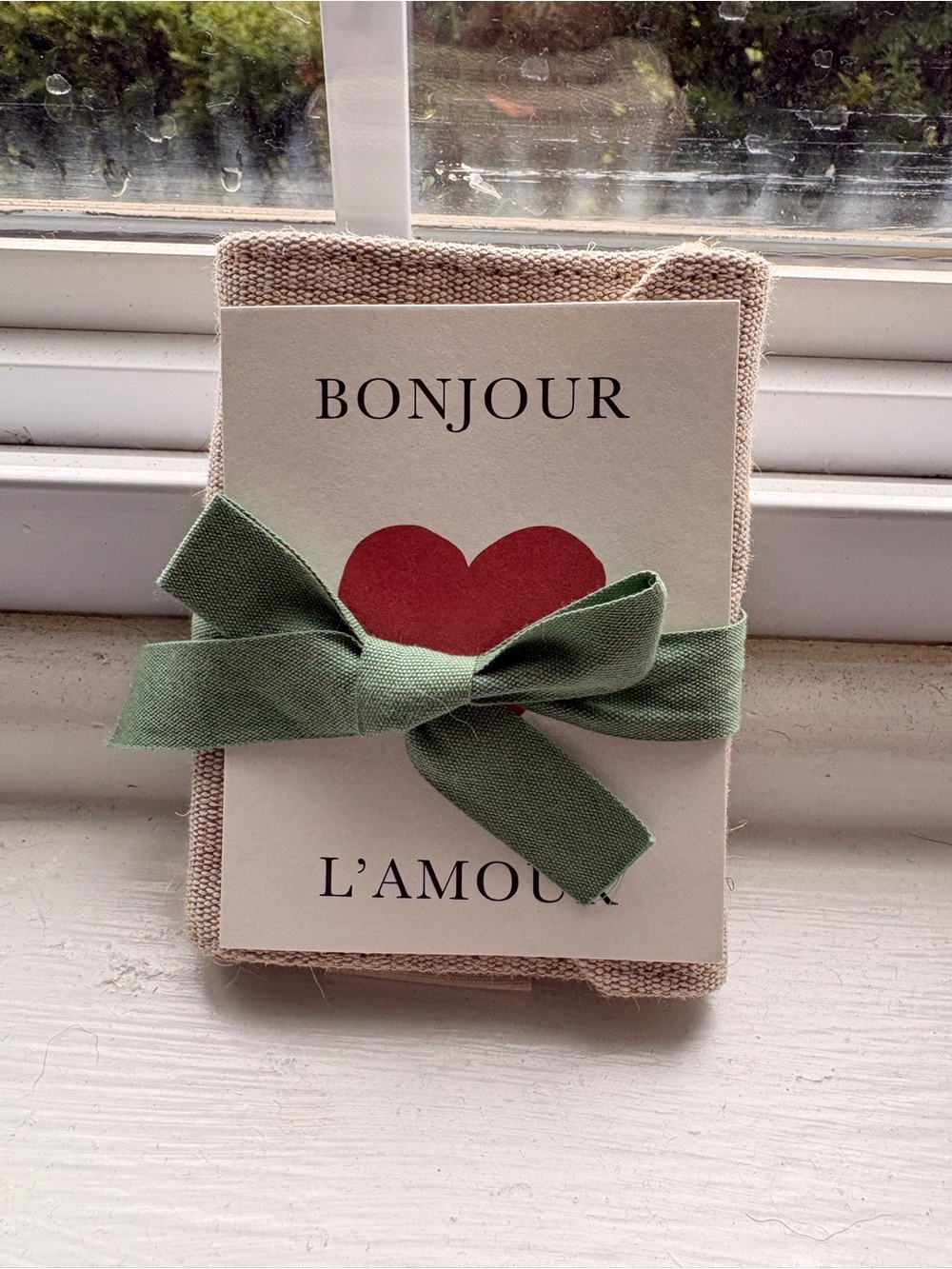 NWT Sézane "Bonjour L'Amour" Canvas Card Holder Wallet Pouch